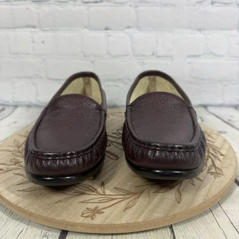 SAS Womens 10 M Burgundy Leather Loafers Tripad Comfort Made in USA Shoes